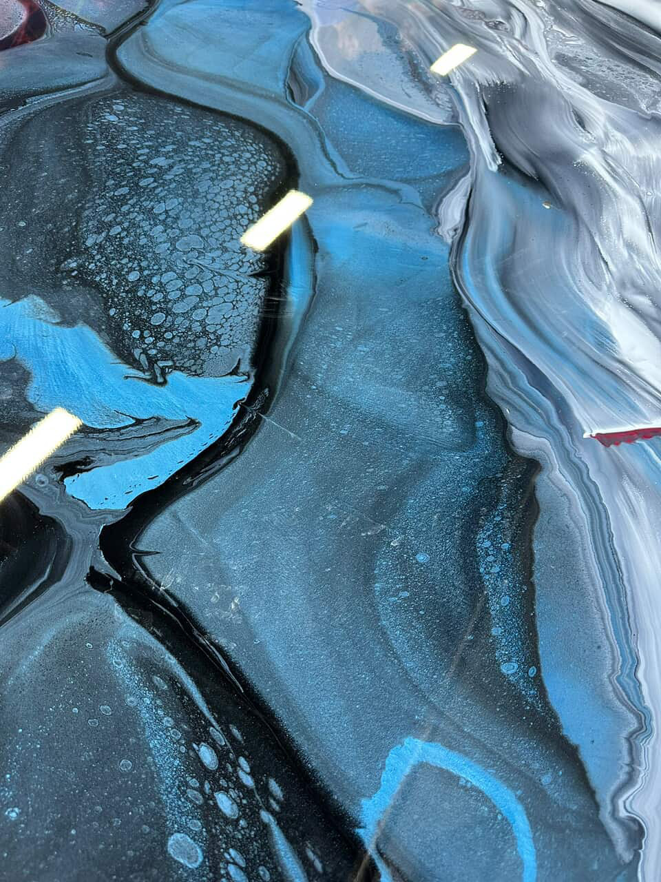 Deep Sapphire Metallic Epoxy Marble Floor by GR8 Paints & Epoxies