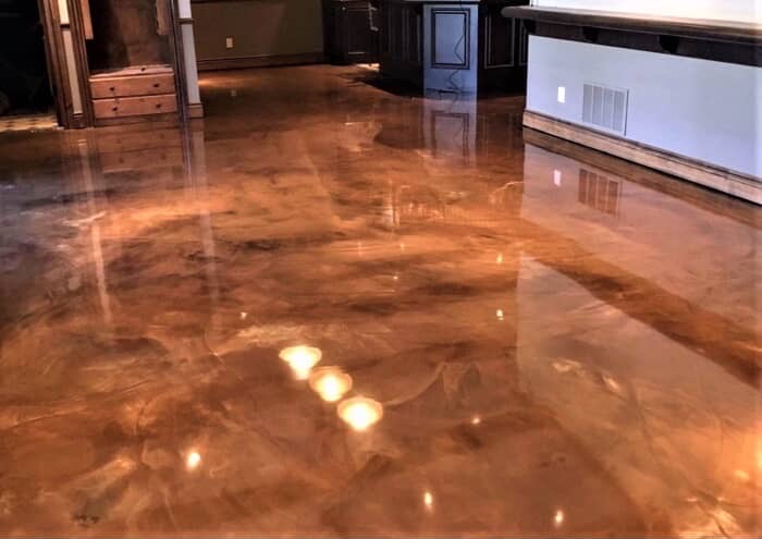 Custom Copper and Bronze Metallic Marble Epoxy Floor by GR8 Paints & Epoxies